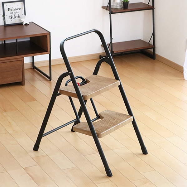 脚立 2段 折りたたみ おしゃれ 軽量 木目調 フォールディングステップ 踏み台 ステップ台 ステップ スツール 折り畳み 折りたたみ式 踏台 木製風 軽い スリム 隙間 キッチン 高い所