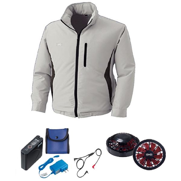 KU90520 空調服 ポリエステル製フード付 FAN2200BR/LISUPER1 シルバー L