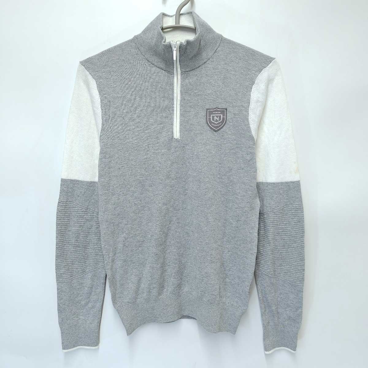 【中古】ノエルアスマール ハーフジップ ニット ストレッチ ジャケット 長袖 シャツ NOEL ASMAR EQUESTRIAN S グレー レディース
