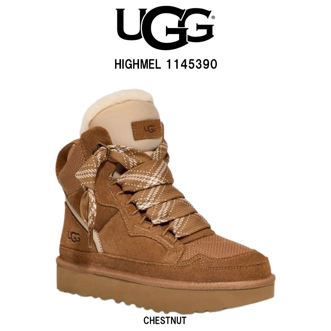 UGG レディース ハイメル スニーカー ハイカット キャンバスメッシュ スエード レースアップ シューズ ボリューム カジュアル 靴 1145390