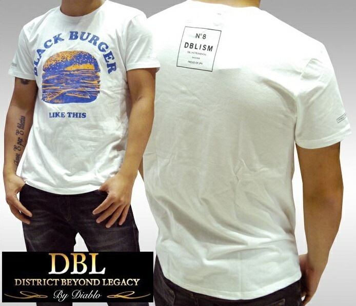セール DBL ディアブロ メンズ Tシャツ ホワイト DBL by Diablo DBLISM No.8 BLACK BURGER ディービーエル ニューヨーク ストリート bboy B-Boy
