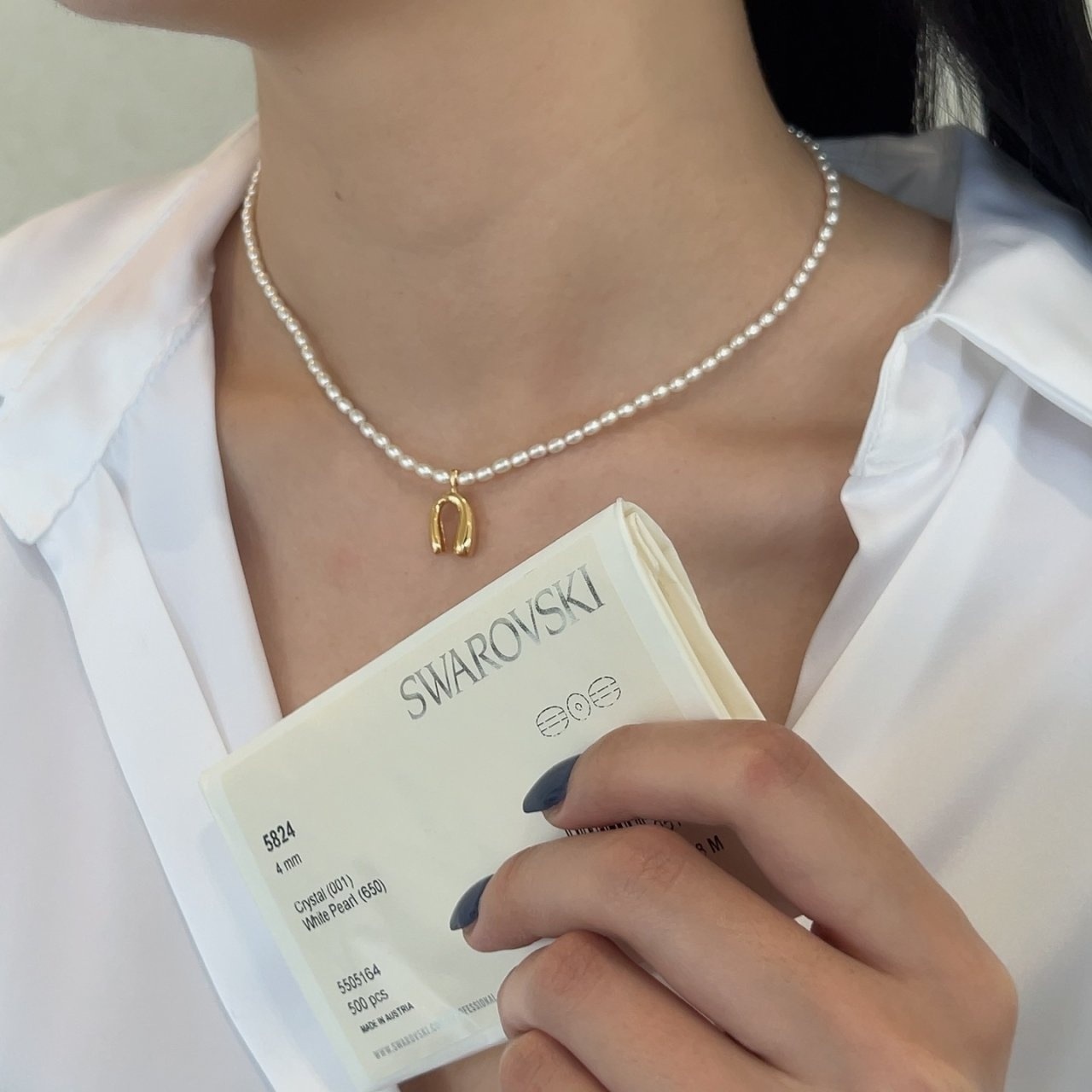 スワロフスキー パール使用 馬の首輪 シルバー925