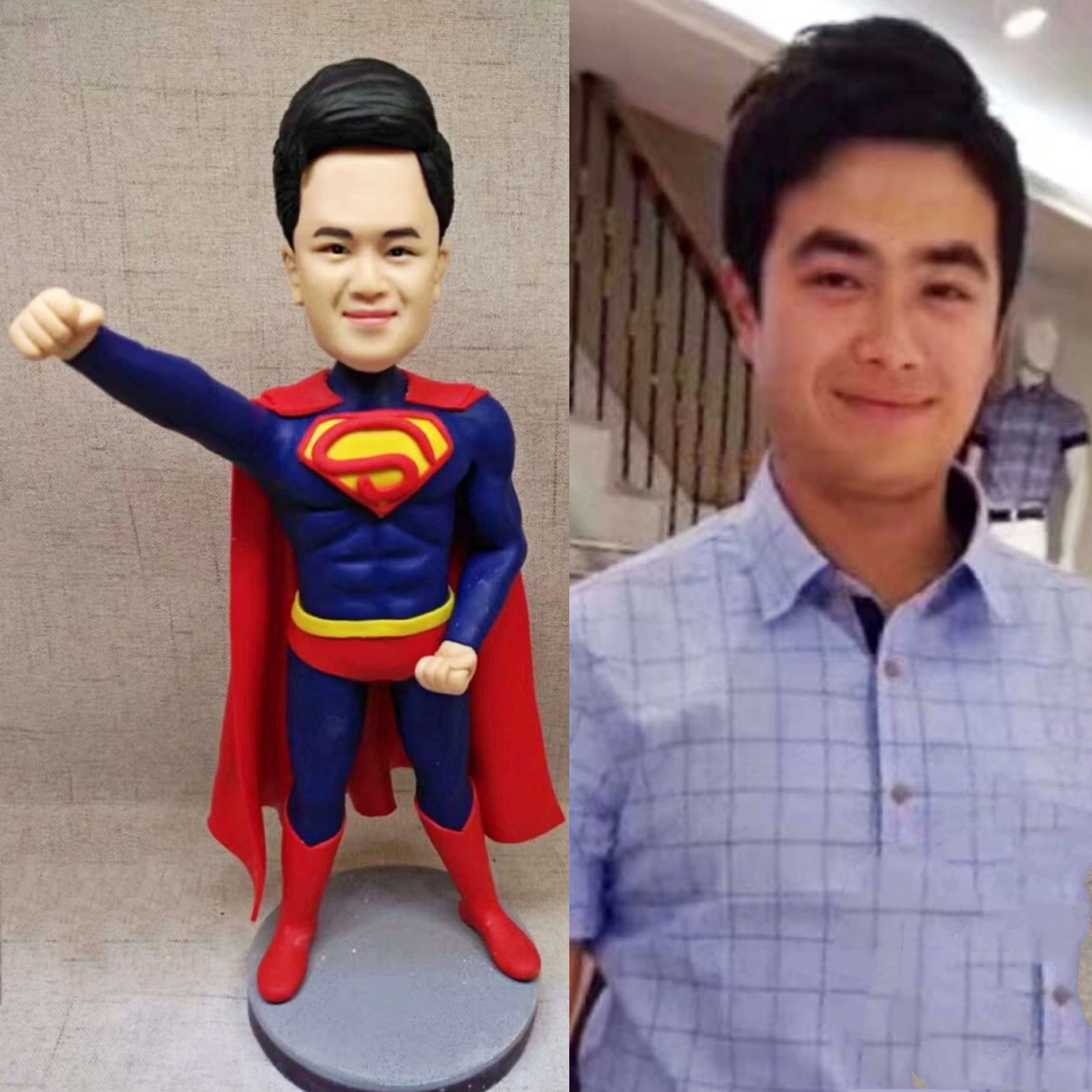 【オーダーメイド】3D肖像画 似顔絵 人形 フィギュア 彼氏 彼女 誕生日 ケーキトッパー 記念日 スーパーマン カップル プレゼント