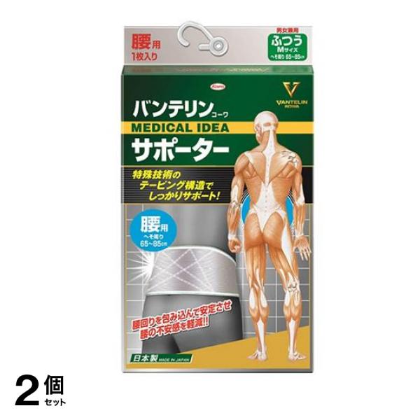 バンテリンコーワサポーター 腰用 男女兼用 ふつうMサイズ 1枚入 (シャイニンググレー) 2個セット