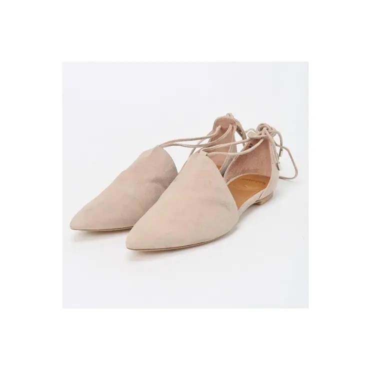 IENA quartierglam ポインテッドレースアップフラットシューズ