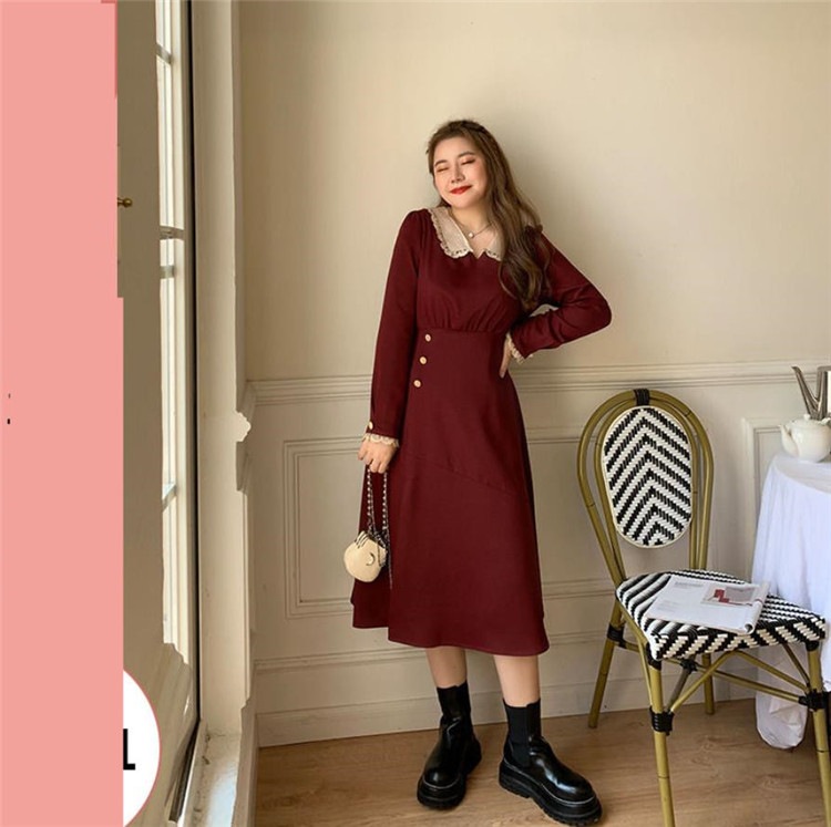 人形の襟 長袖 ワンピース 大きいサイズ M 3xl 百掛け 可愛い ワンピース Pescaargentina Net