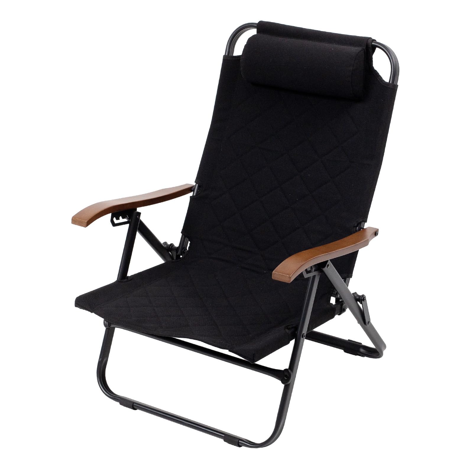 Hilander(ハイランダー) クライマックスローチェア2 収納袋付 アウトドアチェア リクライニング ST(スチール) ブラック 折りたたみ キャンプ リビング お昼寝 リラックス