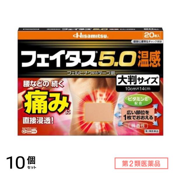 第２類医薬品 5.0温感 大判サイズ 10cm×14cm 20枚入 10個セット