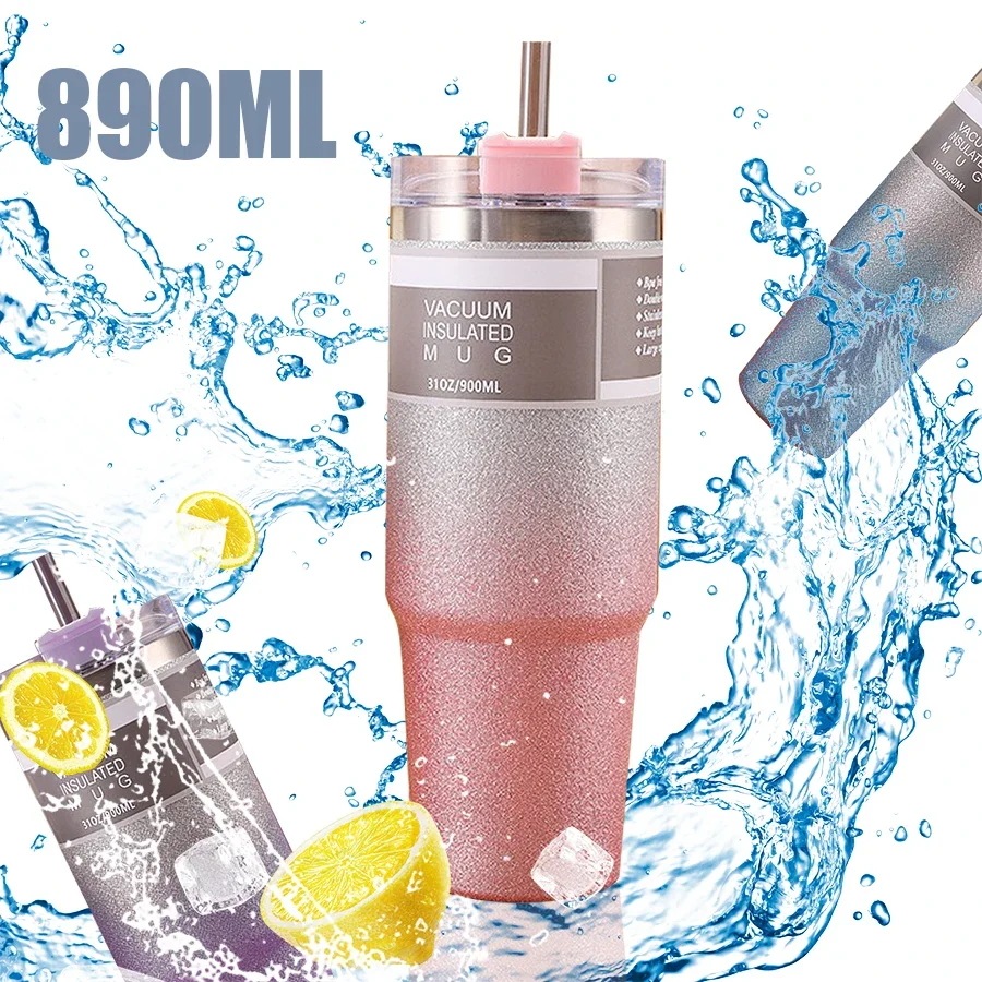 真空断熱ステンレス鋼サーマルマグ,ストロー付きコーヒーカップ,漏れ防止カバー付きトラベルカップ,魔法瓶,ビンガカップ - 15