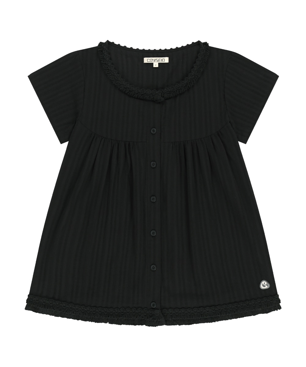 【COYSEIO】26SS FRINGE SHIRRING BLOUSE : BLACK