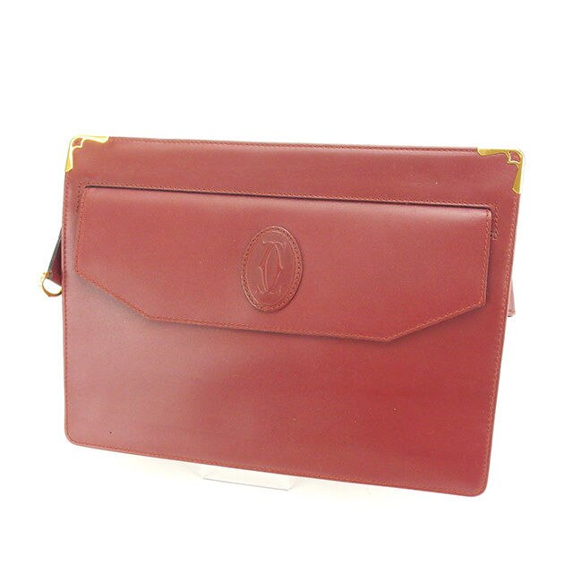 セカンドバッグ クラッチバッグ マストライン ボルドー ゴールド 中古