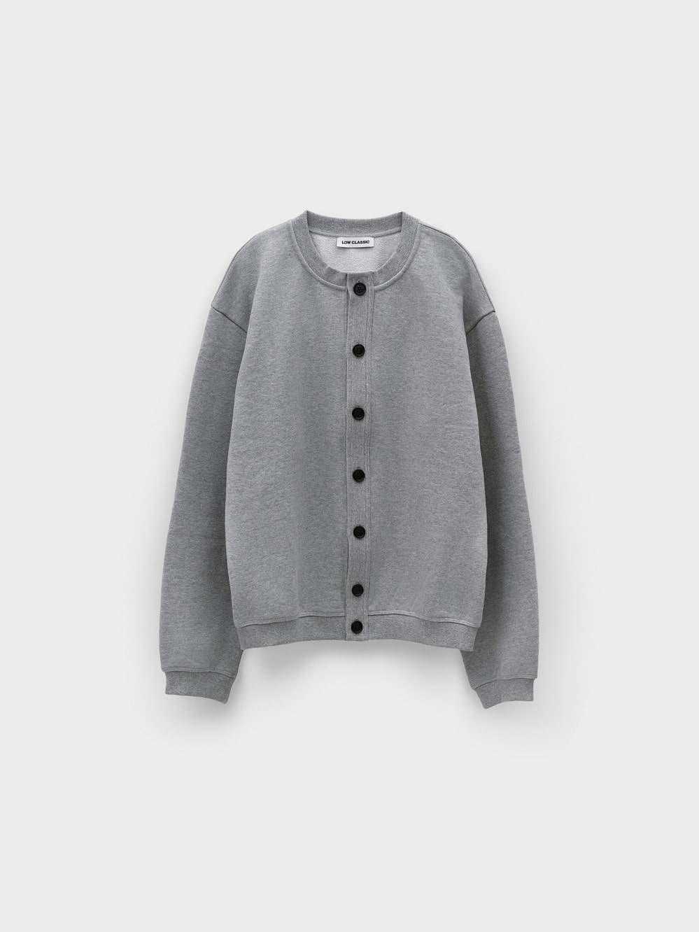 【LOW CLASSIC】 26SS BUTTON-UP SWEATSHIRT : MELANGE GREY