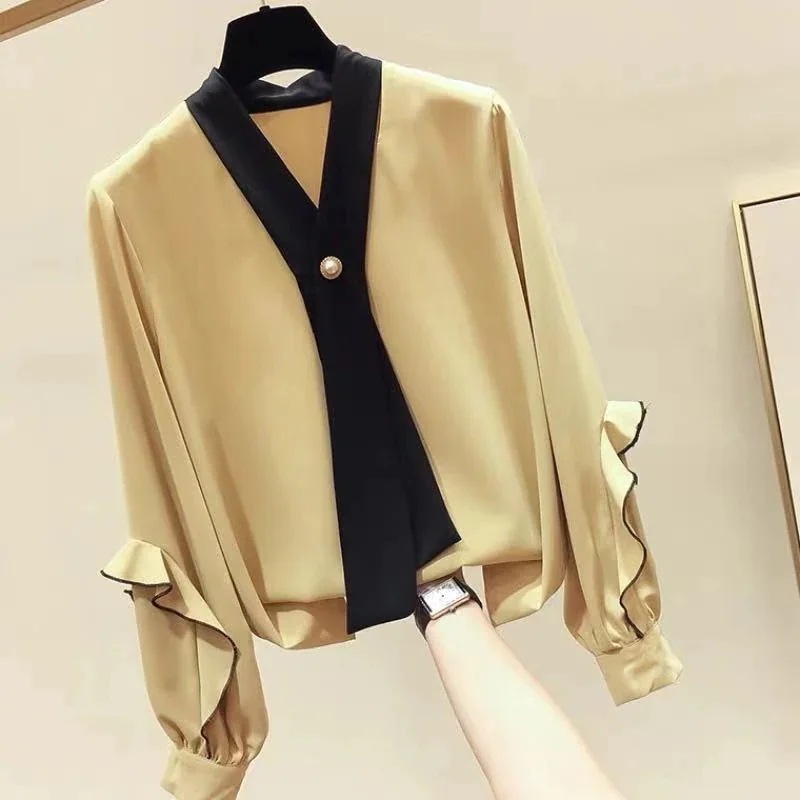 今っぽシアーシャツ 冬でもブラウス 長袖ブラウス春先取りブラウス 秋でもブラウス韓国ファッション