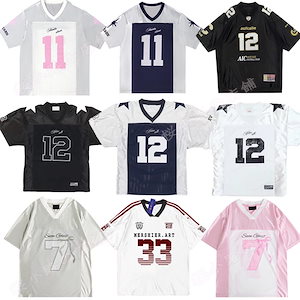 【サッカーtシャツ急速出荷】【1+1景品】ジャージ ナンバー12フットボールtシャツ フットボールシャツ アメリカンスタイル Vネックのサッカーシャツ レトロなデザイン 半袖Tシャツルーズフ