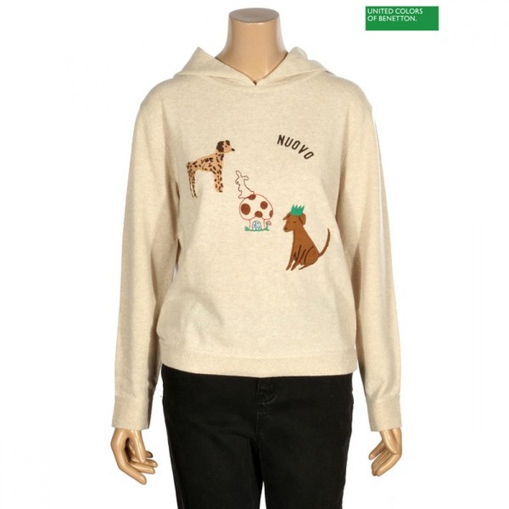 (ベネトン) ベネトンドッグエンブロイダリーウールフード付きニット BAKPA3461_BE