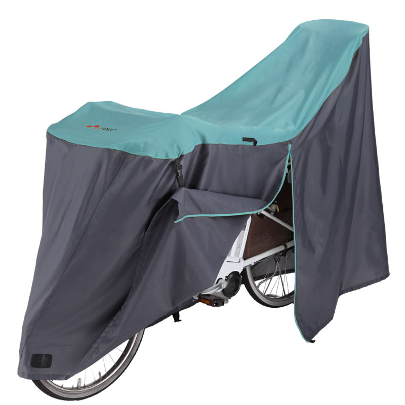 サイクルカバー 自転車カバー ハイバック 電動アシスト 防水 おしゃれ かわいい 前子供乗せ ロック 簡単装着 風飛び防止 バタつき防止 撥水 丈夫 川住製作所 KW389 LLサイズ