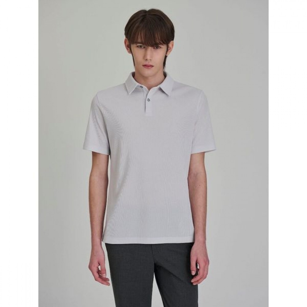 [ロガディス] ポリストレッチ半袖カラーネックTシャツライトグレー (RY5342PL32)