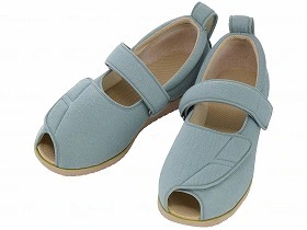 徳武産業 あゆみシューズ 介護靴 施設用 オープンマジックII 3E ミントグリーン 両足Lサイズ 1015