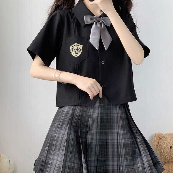 Qoo10] 黒シャツjkオリジナルjkシャツ制服半袖