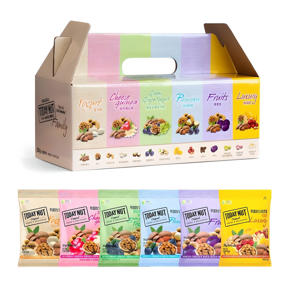 トゥデイナッツナッツズームファミリーナッツ6種ギフトセット600g1セット