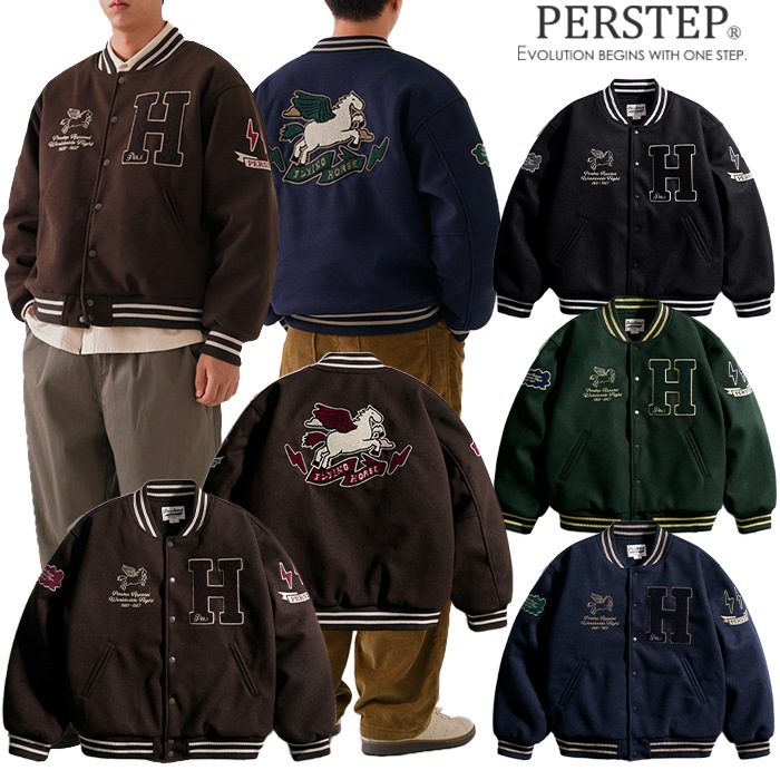 韓国ファッション Flying Horse Varsity Jacket JUOT4593