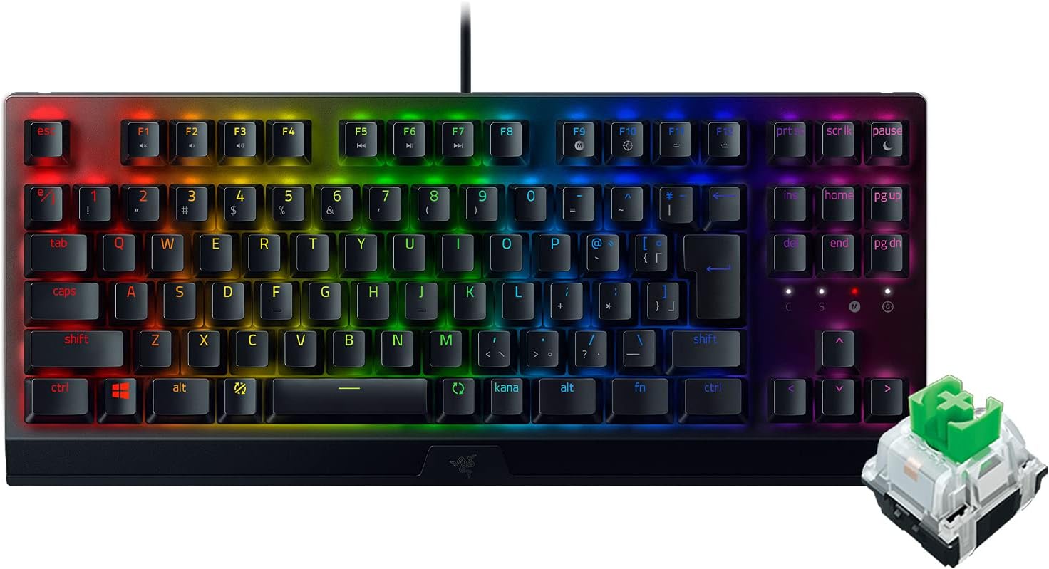 Razer BlackWidow V3 テンキーレス JP ゲーミングキーボード - グリーンスイッチ メカニカルグリーンスイッチ 透明なChroma RGBハウジング
