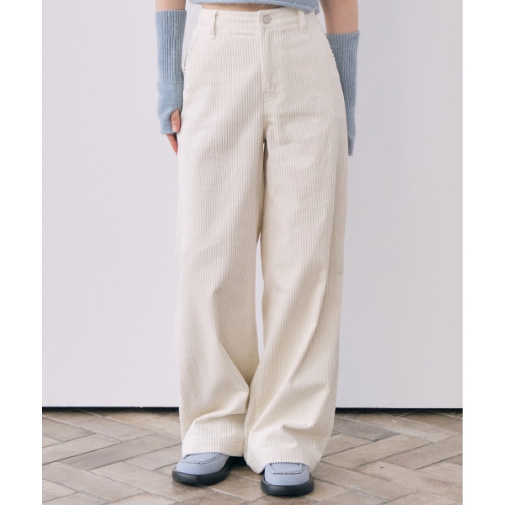 COVERNAT 女性用コーデュロイワイドパンツアイボリー