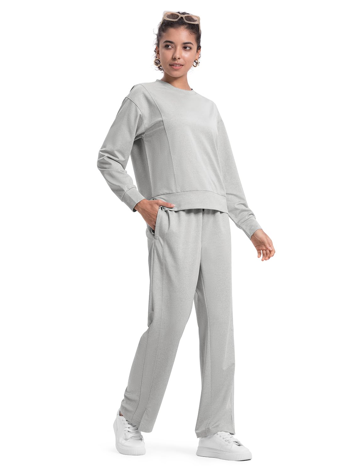 [YSENTO] レディース スポーツジャージ 上下セット 長袖 ロングパンツ スーツ ゆったり トレーニングウェア カジュアル セットアップ 日常着 部屋着 スポーツウェア スウェット 吸汗速乾 春