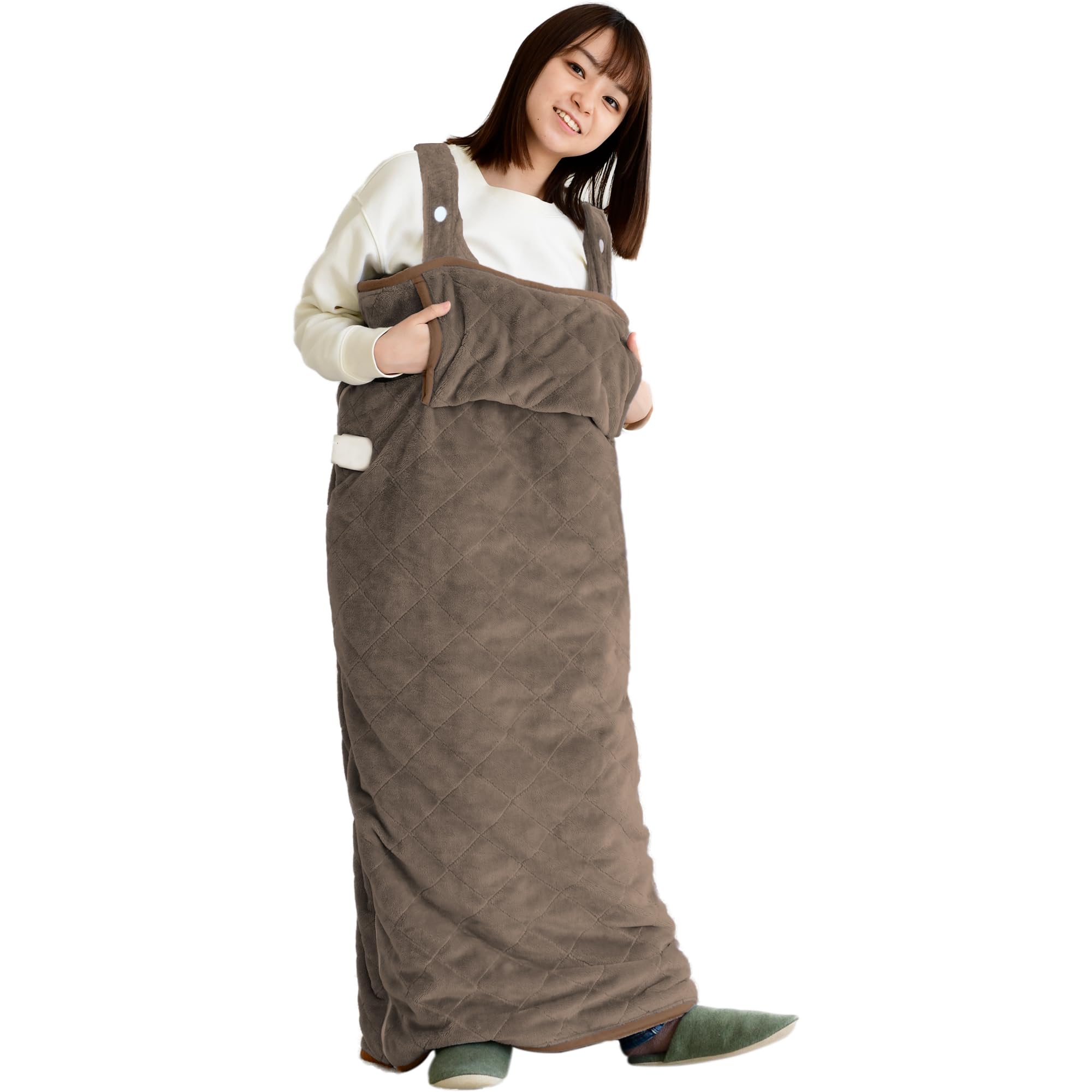 [山善] 電気毛布 着る毛布 着るこたつ メンズ レディース 丸洗い可能 くるみケット ダニ退治機能 室温センサー タイマー付 オートオフ機能 ひざ掛け 掛毛布 敷毛布 YAPP-401AC(BR)