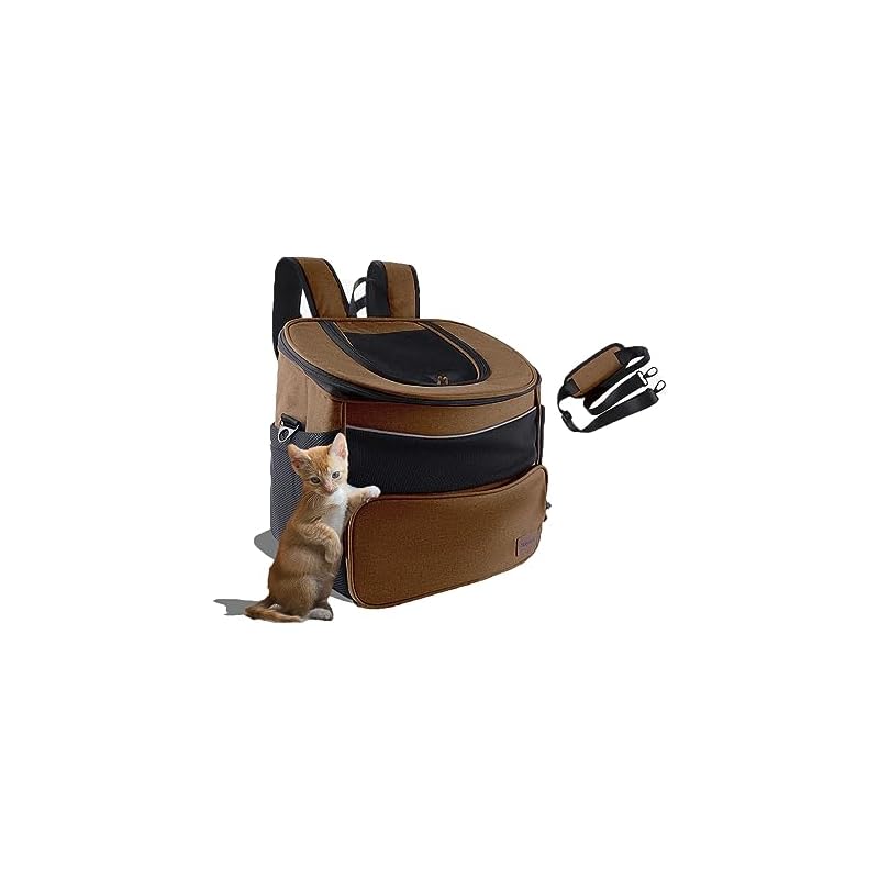 Holywish 猫 キャリー ペットキャリーバッグ 犬 リュック 猫 リュック 犬キャリーバッグ 猫キャリーバッグ ポケット付 折り畳み式 散歩/移動用/交通機関/通院/旅行/災害避難用 小型犬 シ