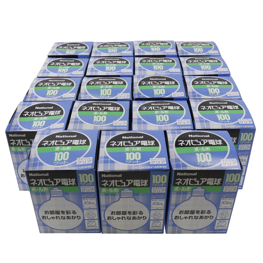 National ナショナル 【19個セット】ネオピュア電球 クリア ボール電球 白熱電球 100W E26口金 95mm径 屋内用 GC-N100V60W95 その他家電 _ 未使用 Sランク