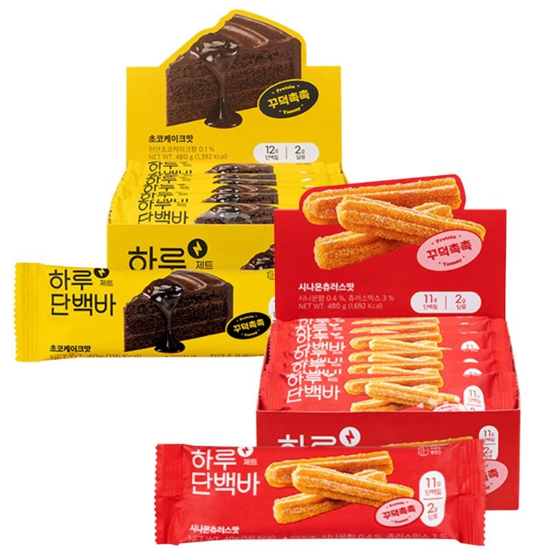 【protein mill】プロテインバ一日たん白質バージェットチョコケーキ味/シナモンチュロス風味/40g 12個