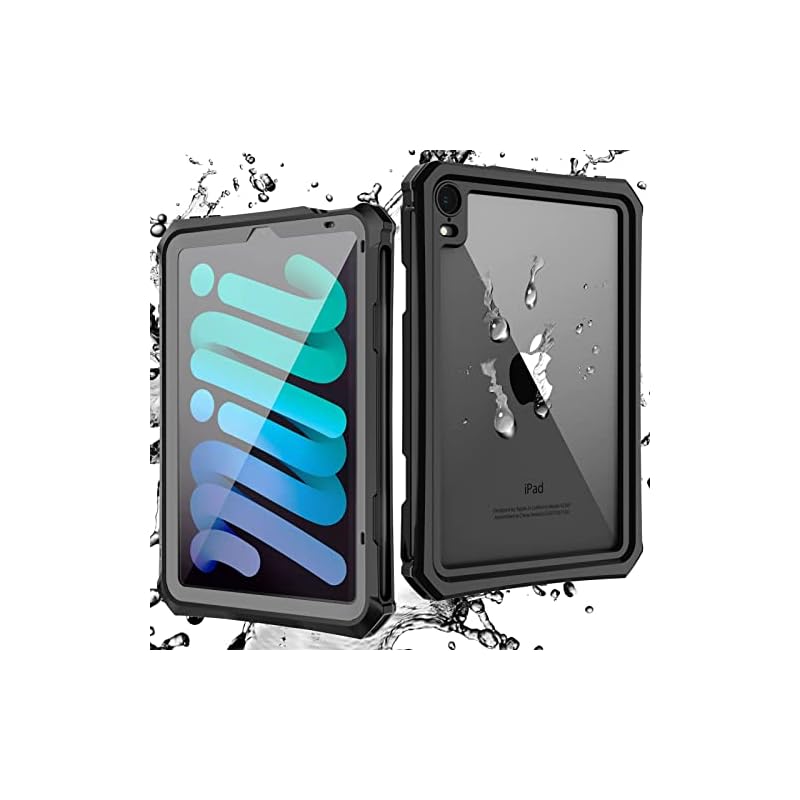 iPad mini 6 用 ケース [第6世代] 2021 防水 全面保護 耐衝撃 衝撃吸收 傷防止 防雪 防塵 Pencil2充電対応 雨の日お風呂など適用 iPad mini 6 防水ケース（8