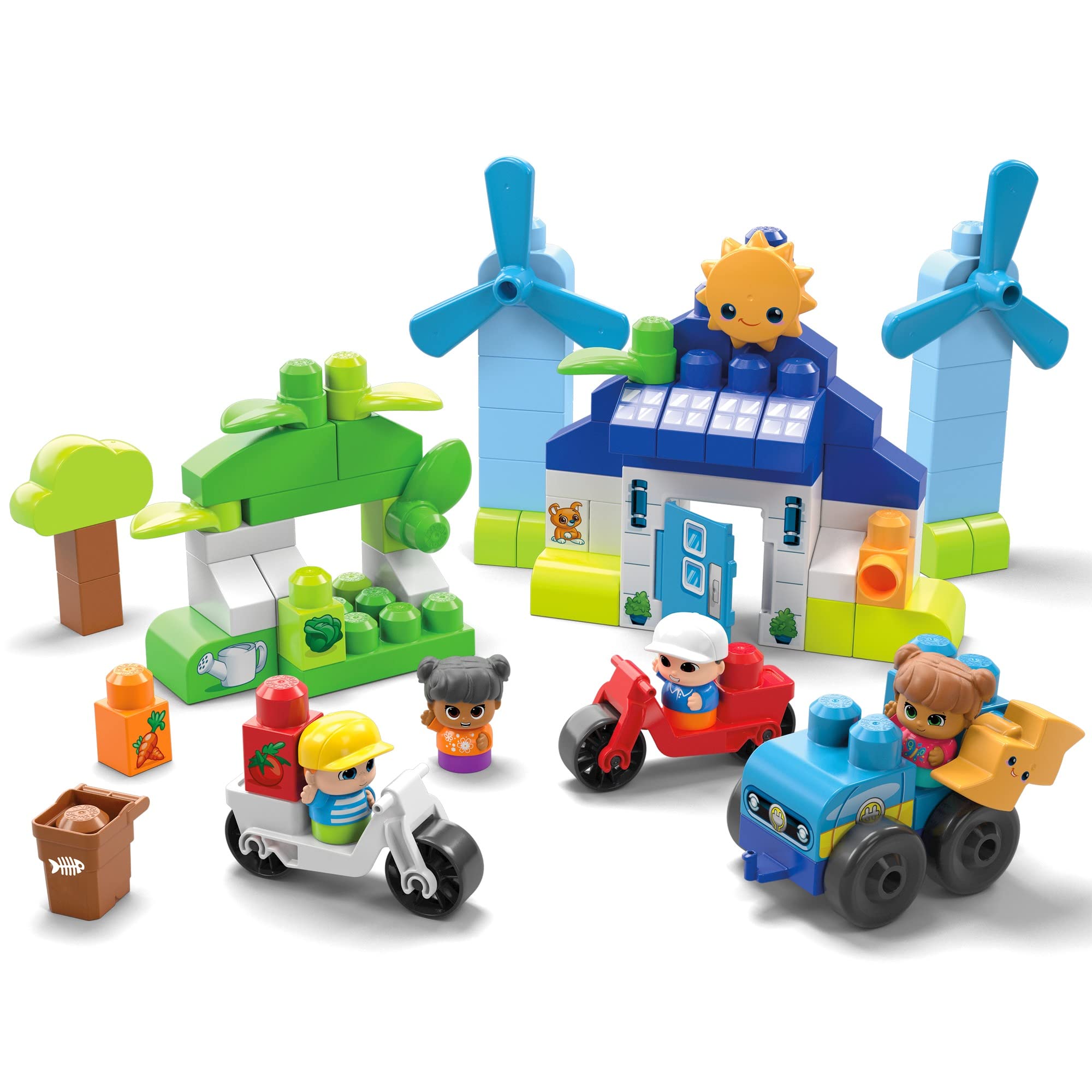 メガブロック(MEGA BLOKS) グリーンタウン 自然エネルギーとエコハウス 乗りものとおうちのセット【ブロックセット】【ブロック ピース数：88ピース】 【1才~】 HCG36
