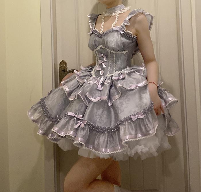 ロリータスカート ロリータ 恋人 バレエ 春夏 超可愛い スイートドレス スーパー サスペンダースカート プリンセスロー