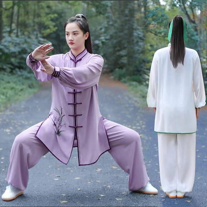 太極拳 服 大人 太極拳ウェア 太極拳 ウェア 上下セット 太極拳衣装 プリント 花 メンズ レディース 男女兼用 太極拳服 カンフー気功衣装 朝練 中華風 演武服 練習着 長袖太極拳セット パンツ