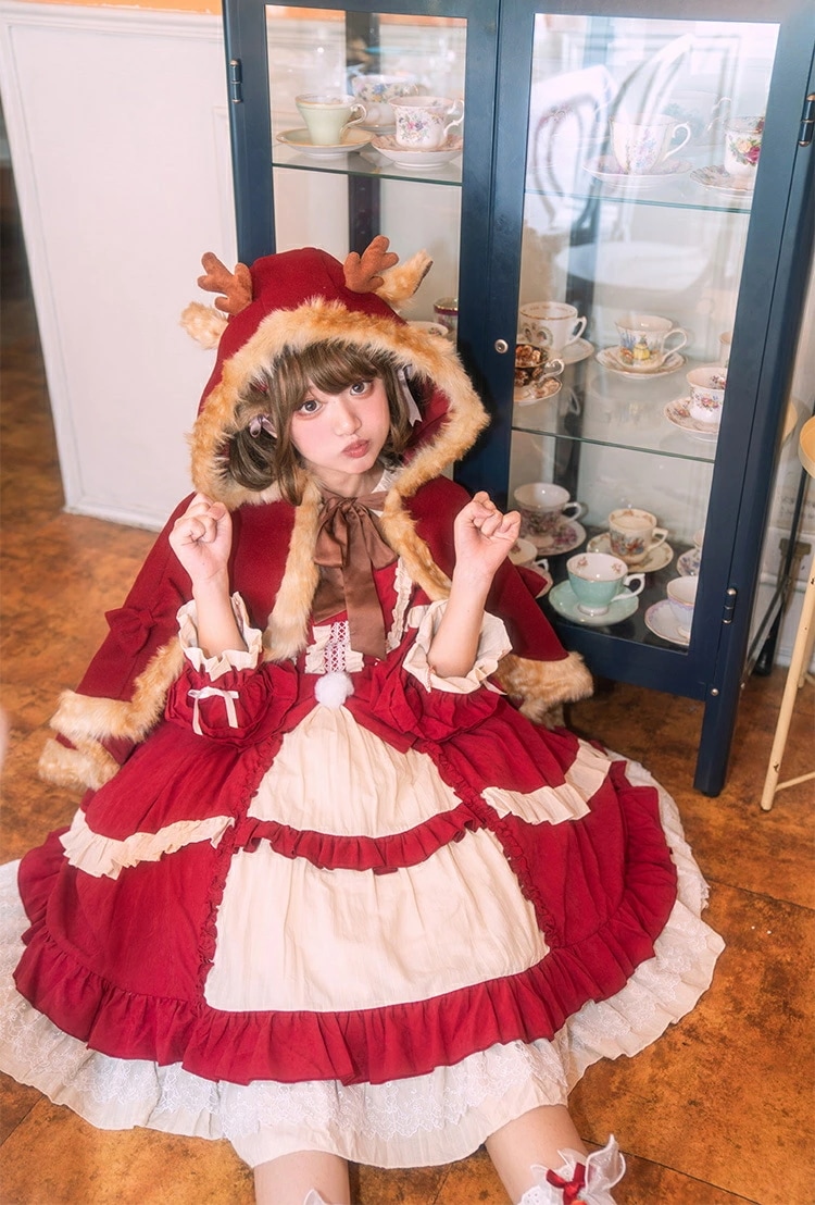 ハロウィン 小鹿のケープ クリスマス 仮装 コスプレ Lolita もこもこ コスチューム こじか しかのみみ 可愛い もり しぜん うさみみ ラビット もふもふ 赤ちゃん かわいい 被り物 かぶりも