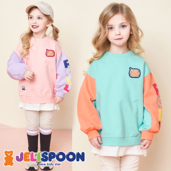 Newグリッターローリンカラーブロック上下服/子供服