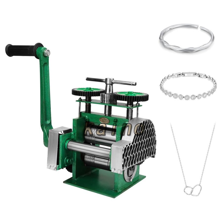 圧延機【半円＋光沢＋四角】 手動圧延機 彫金工具 手動ローリングミルマシン 75mm 彫金ローラー ジュエリー圧延機 錆び防止 ジュエリー打錠 金と銀のジュエリー