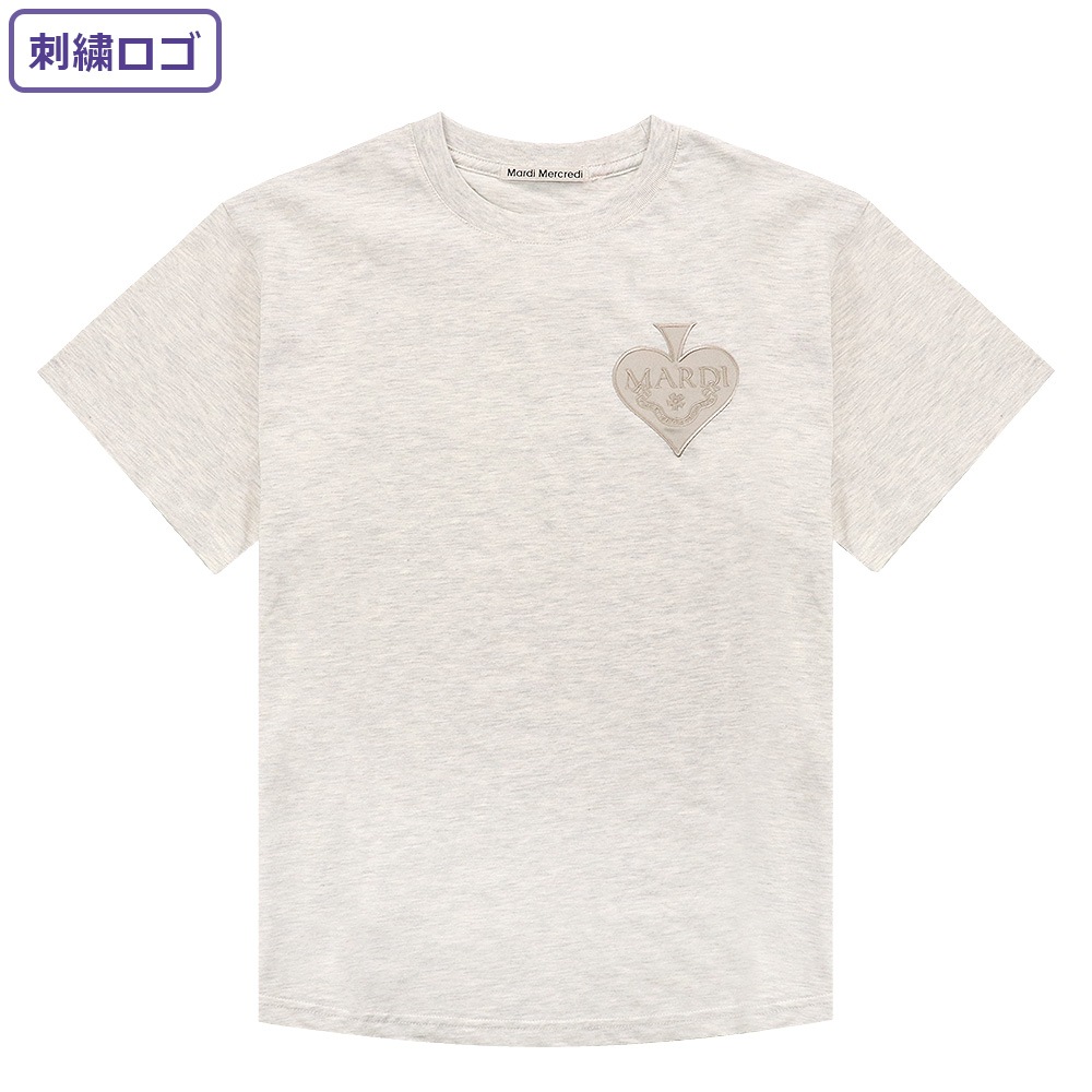 Tシャツ TSHIRT SATIN SPADE OATMEAL BEIGE 半袖 レディース 韓国 ファッション アパレル ロゴ刺繍