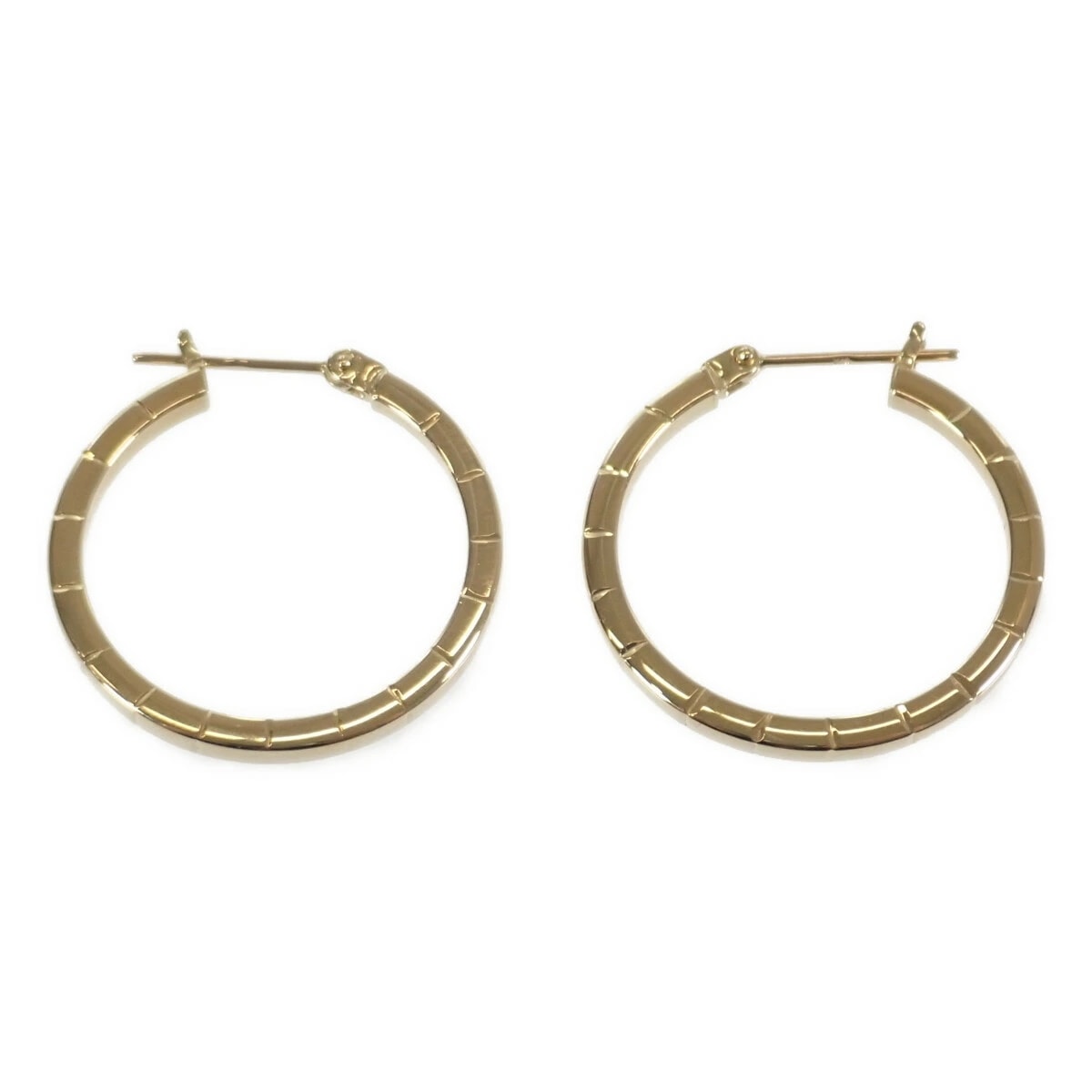 【Nランク】K18YG 18金イエローゴールド ブロック フープ ピアス デザイン ジュエリー レディース アクセサリー ワンタッチリング