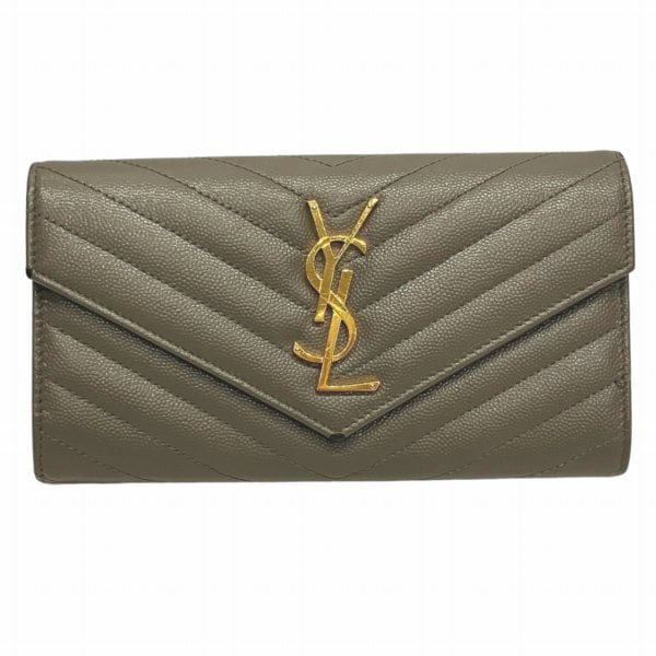 イヴ・サンローラン 372264 YSL Vステッチ 長財布 レディース【中古】