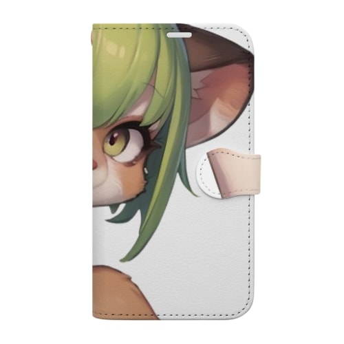 【文字入れ可能受注生産】ヤマネコの女の子　サマンサ 手帳型スマホケース