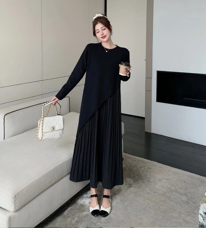 最新モデル登場！品質保証ロングワンピース フリル プリーツスカート 長袖 シンプル カジュアル 無地 レディース【大きいサイズ レディース 春夏 結婚式 きれいめ タイト フォーマル 大人 上品 チュ 4,714円