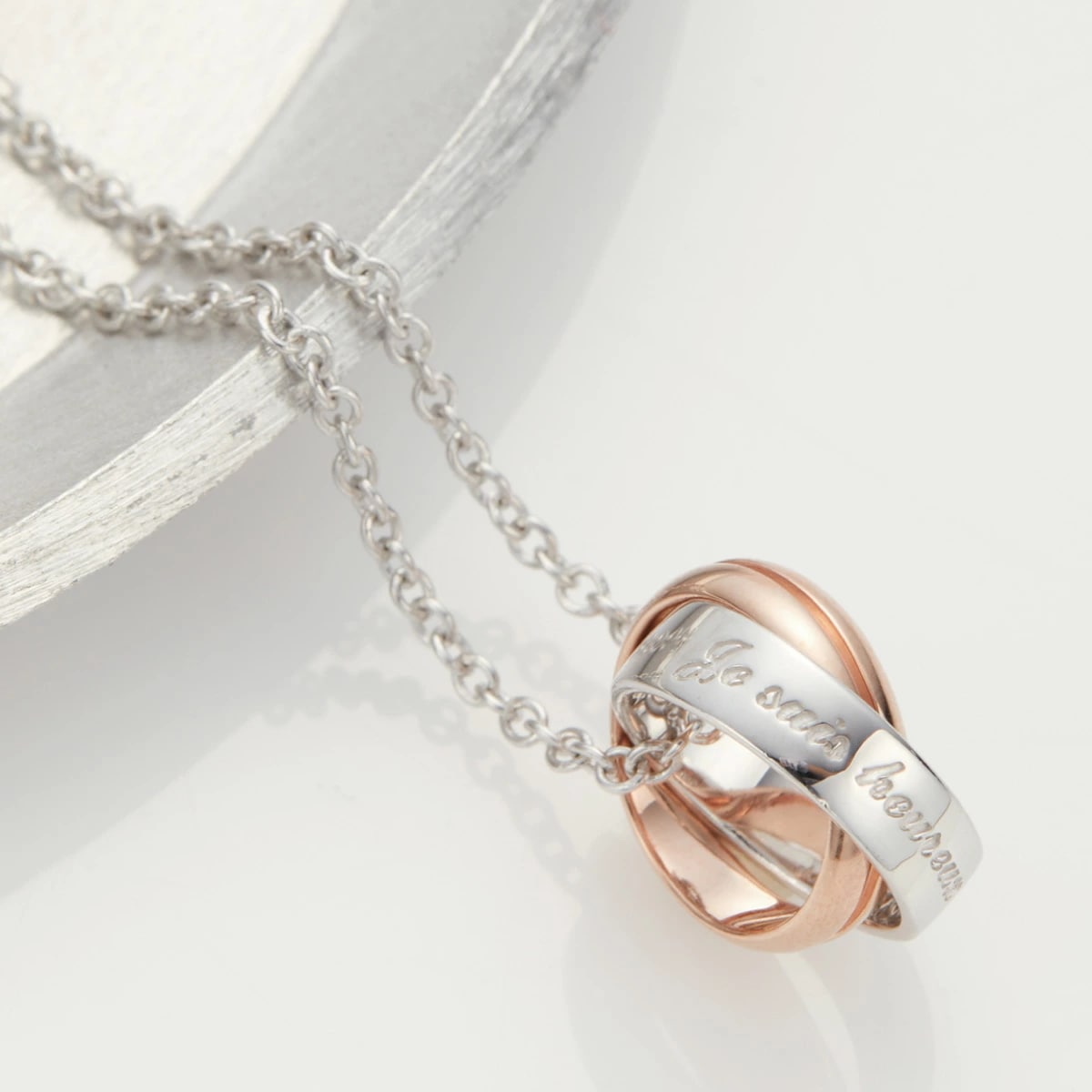 ネックレス レディース シルバー925 close to me 刻印 ダブルリング ツインサークル