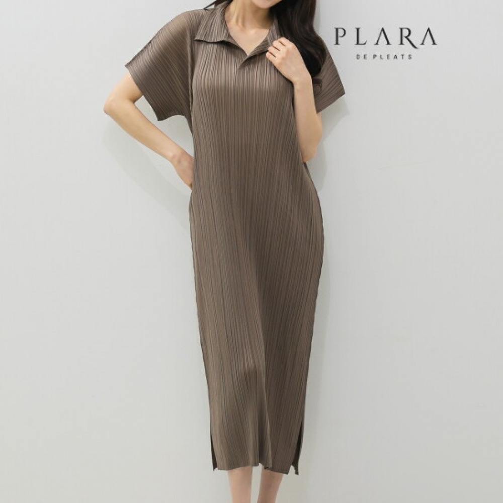 フララ レディース プリーツカラー ソリッド ワンピース NK-PLARA88