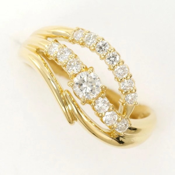 K18 18金 YG リング 指輪 14号 ダイヤ 0.53 カード鑑別書 ジュエリー 中古