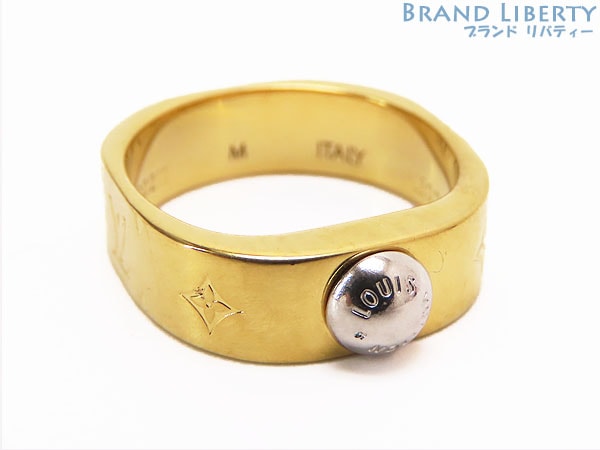 美品ルイヴィトンバーグナノグラムリング指輪MゴールドメタルM00211