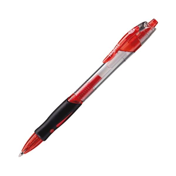 （まとめ）TANOSEE ノック式 ゲルインクボールペン スリム 0.7mm 赤 1セット（10本） 5セット