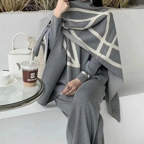 韓国ファッション 上下セット トップス 長袖 ロングパンツ 伸びる 厚手 シンプル シック 上品 フェミニン 大人 オフィス カジュアル 春 秋 d55b13